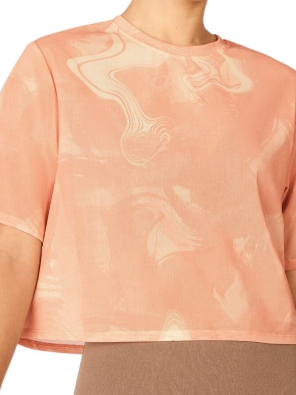 Fabletics Nayeli Mesh Sheer Tee marbled pink / cream Womens Size 3X